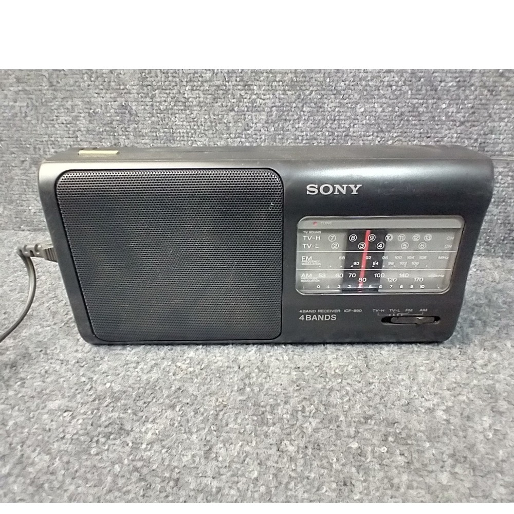 Sony ICF-890 4-Band Portable Radio Receiver AM FM TV Sound Black AC Battery